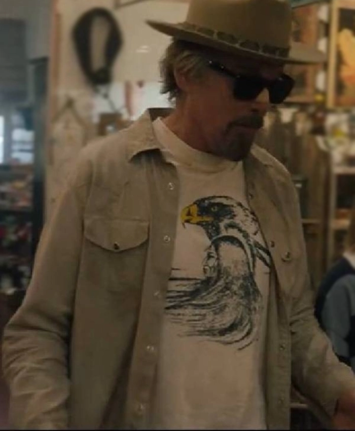 Ethan Hawke The Lowdown 2025 Beige Cotton Shirt
