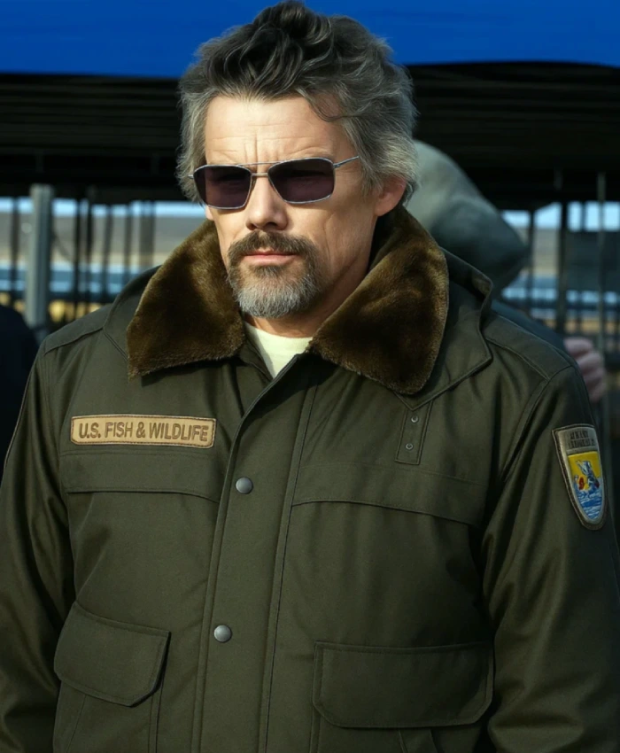Ethan Hawke The Lowdown 2025 Lee Raybon Black Jacket