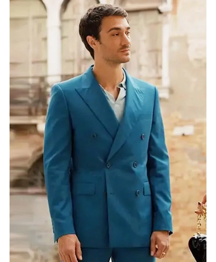 Eugenio Franceschini TV Series Emily In Paris S05 Marcello Blue Blazer
