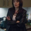 Evie Film Club 2025 Aimee Lou Wood Black Leather Blazer