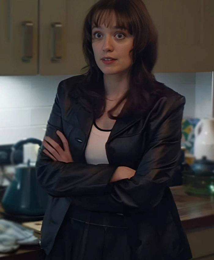 Aimee Lou Wood Film Club 2025 Black Leather Blazer