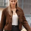 FBI International S04 Christina Wolfe Brown Suede Jacket
