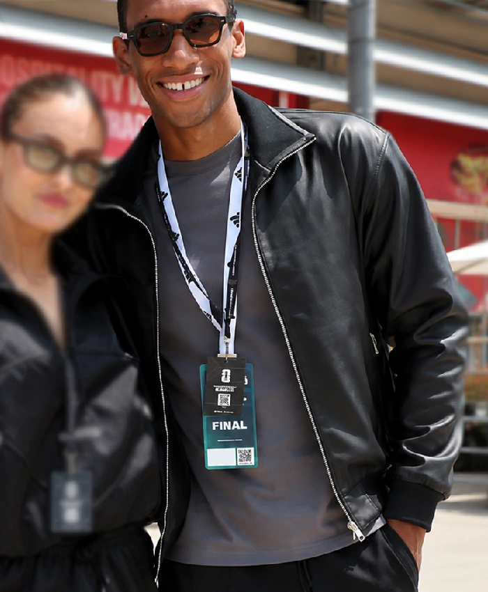 FIFA World Cup 2026 Felix Auger Aliassime Black Bomber Leather Jacket