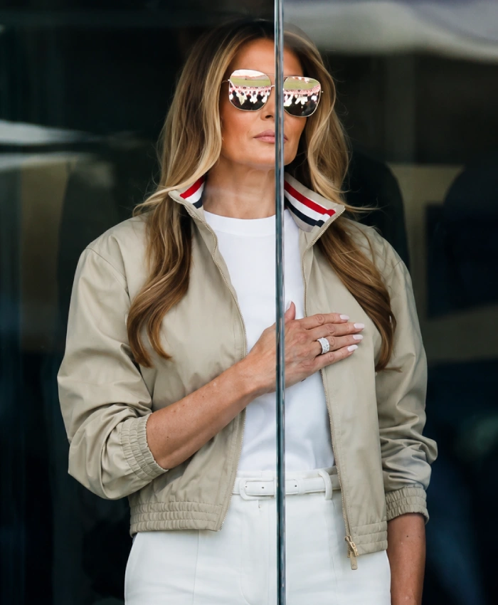 FIFA World Cup 2026 First Lady Melania Trump Thom Nylon Tech Beige Track Jacket
