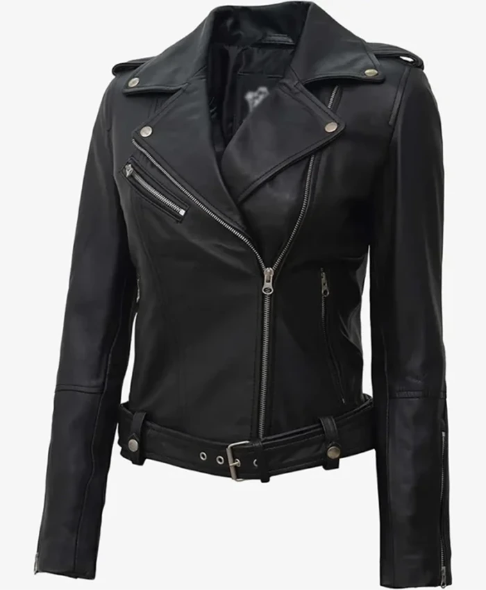 Fashion Asymmetrical Black Biker Leather Jacket