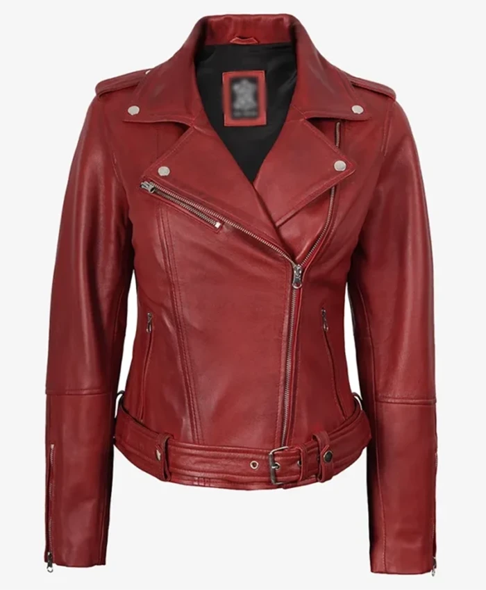 Fashion Margaret Red Leather Biker Jacket