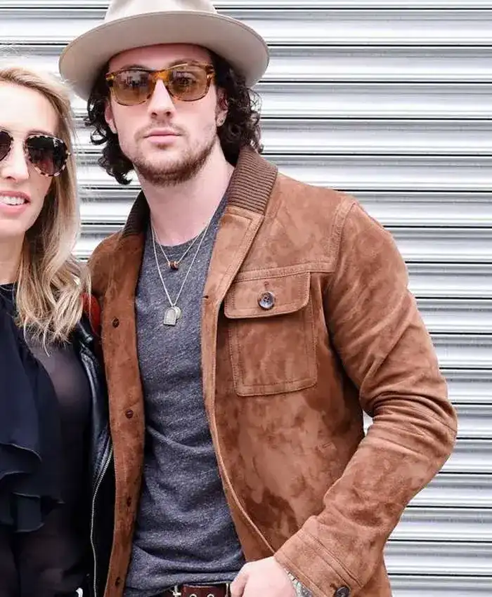 Fashion Show Aaron Taylor Johnson Brown Suede Jacket