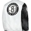 Fast Break Brooklyn Nets Black And White Satin Jacket Back 1