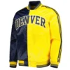 Fast Break Denver Nuggets Navy Yellow Varsity Satin Jacket