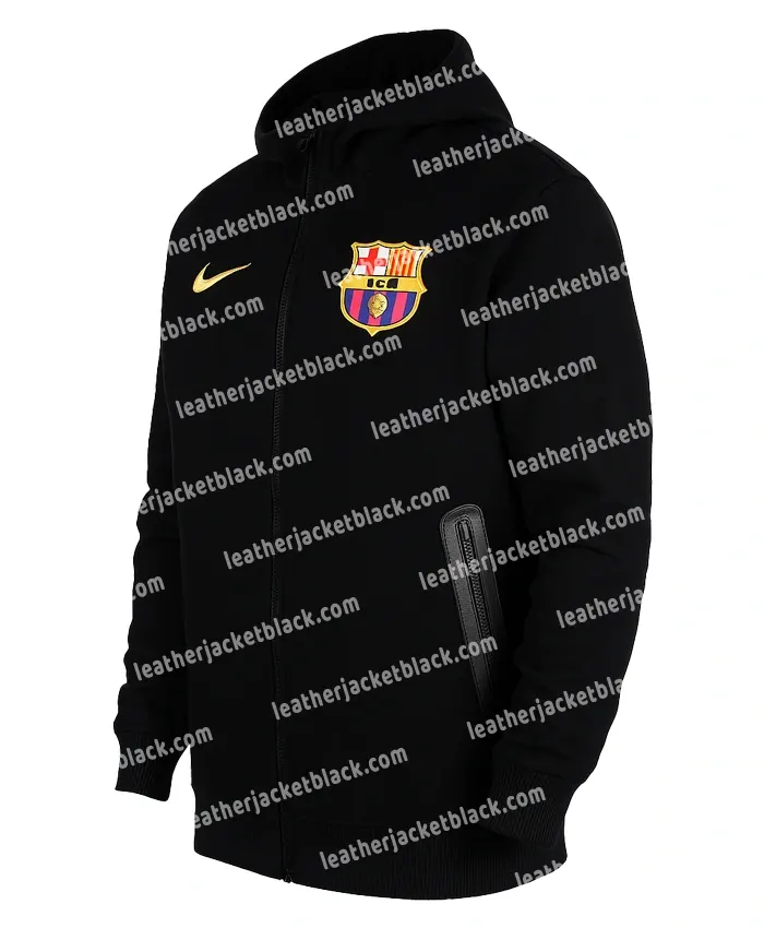 Fc Barcelona Fleece Tech Black Jacket