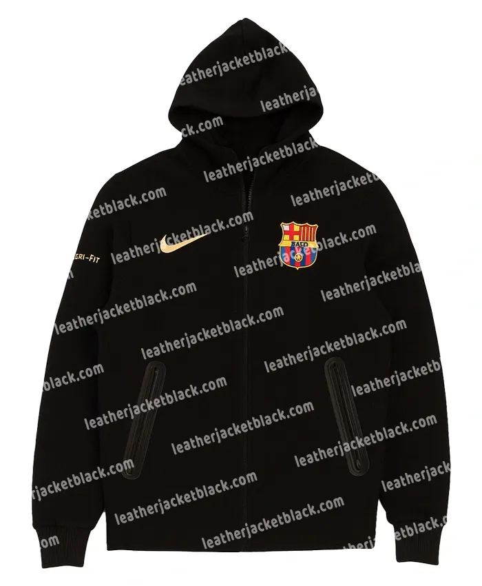 Fc Barcelona Tech Black Fleece Jacket