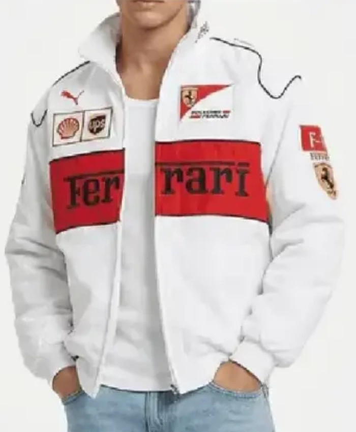 Ferrari Formula 1 2026 Vintage White Racing Jacket For Sale
