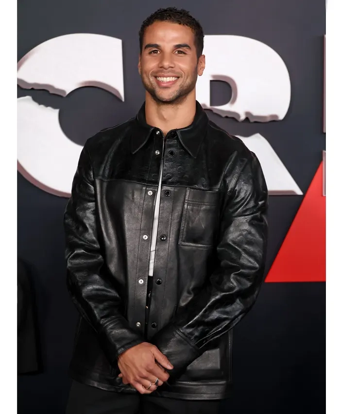 Film Scream 7 Premiere Mason Gooding Chad Meeks Martin Leather Black Jacket