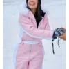 Finding Mr Christmas Season 02 Fur Hooded Pink Jumpsuit For Womens