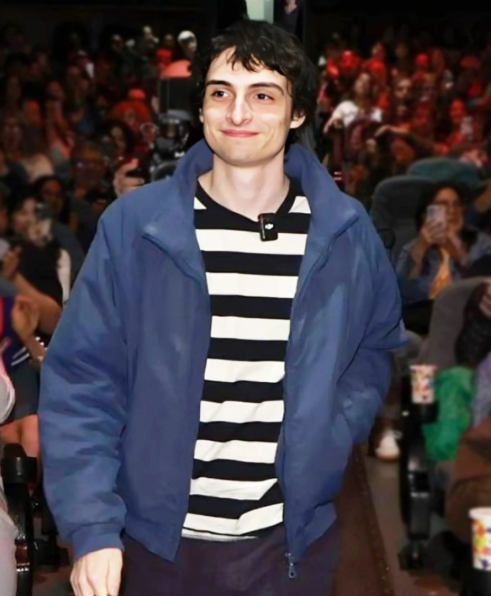 Finn Wolfhard Stranger Things 5 The Finale Fan Screening Slate Blue Harrington Blouson Jacket