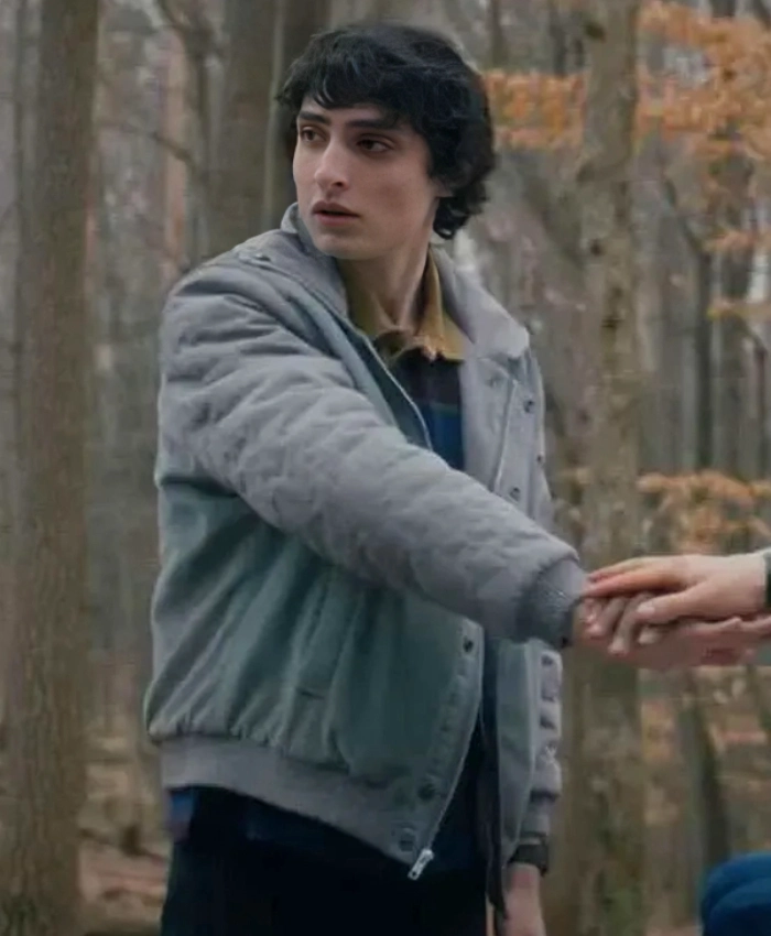 Finn Wolfhard Stranger Things S05 Bomber Grey Jacket