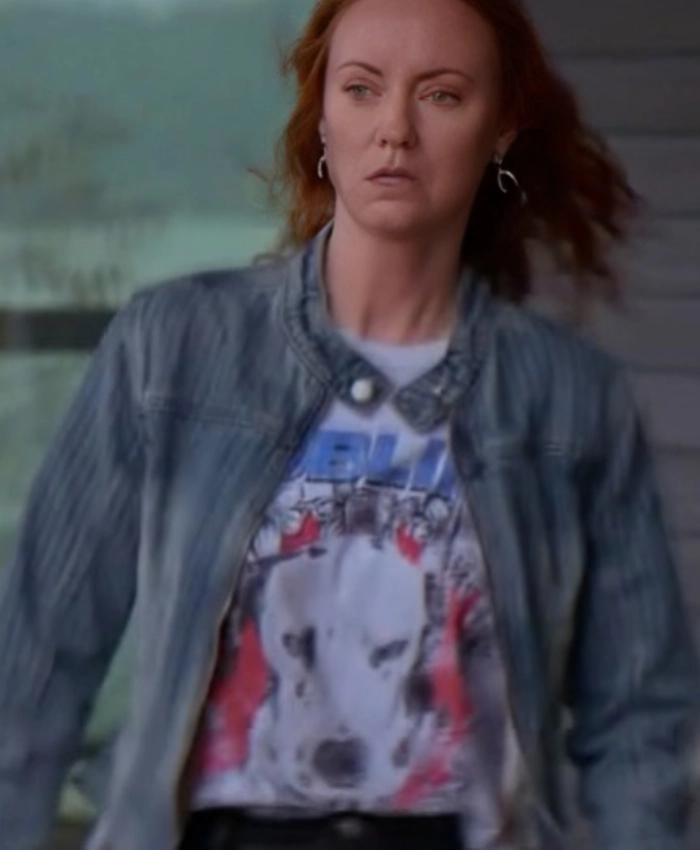Fiona Vroom TV Series Murder In A Small Town S02 Phyllis Diaz Denim Moto Jacket
