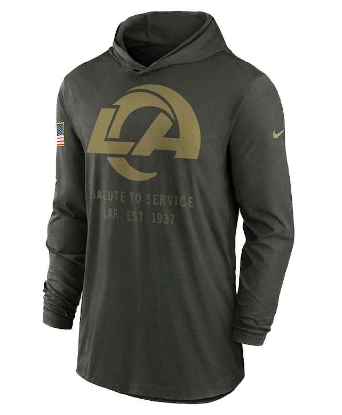 Forest Green Nike Los Angeles Rams 2025 Salute To Service Sideline Dri FIT Hoodie