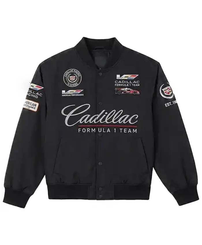 Formula 1 Racing Team Cadillac Black Racing Varsity Bomber Jacket