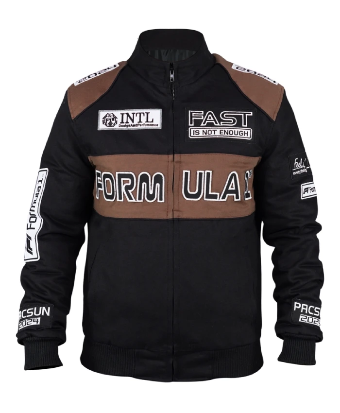 Formula 1 X Pacsun Pole Position Cotton Black And Brown Jacket