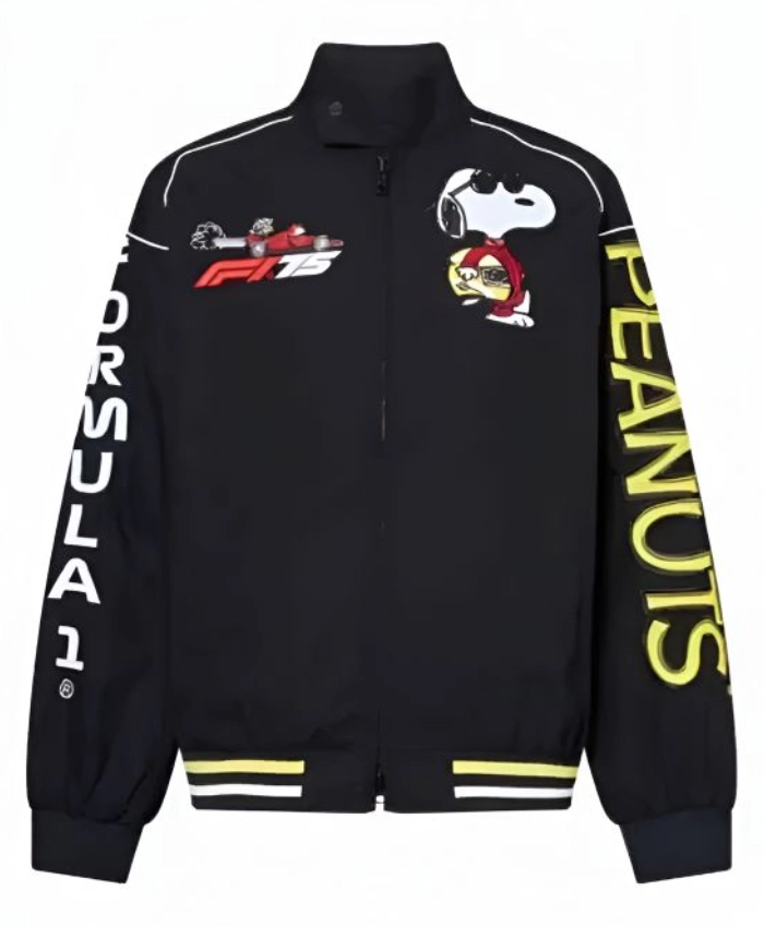 Formula 1 X Peanuts F175 Snoopy Dog F1 F175 PEANUTS Full Zip Black Racing Jacket