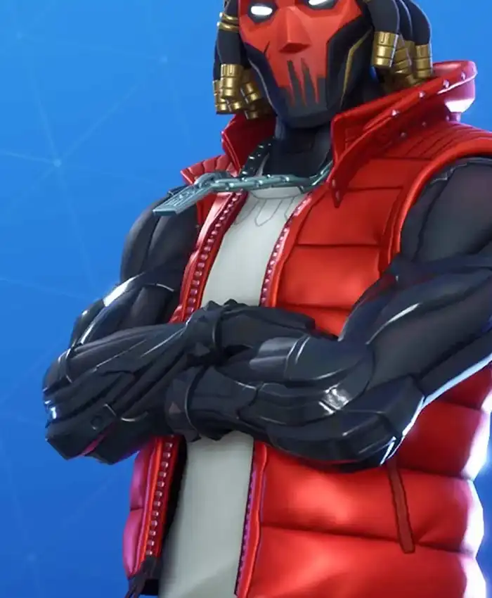 Fortnite Grind Red Quilted Puffer Zipper Vest