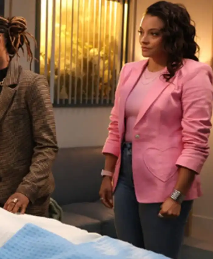 Found S02 Lacey Quinn Pink Heart Embroidered Blazer