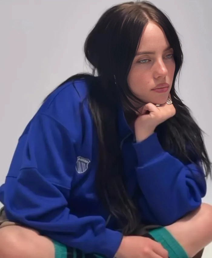 Fragrance Line Billie Eilish Classic Drop Shoulder Athletic Blue Zip Up Jacket