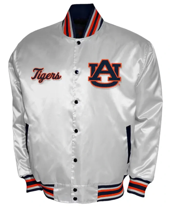 Franchise Club Auburn Tigers Full Snap Satin Varsity Jacket