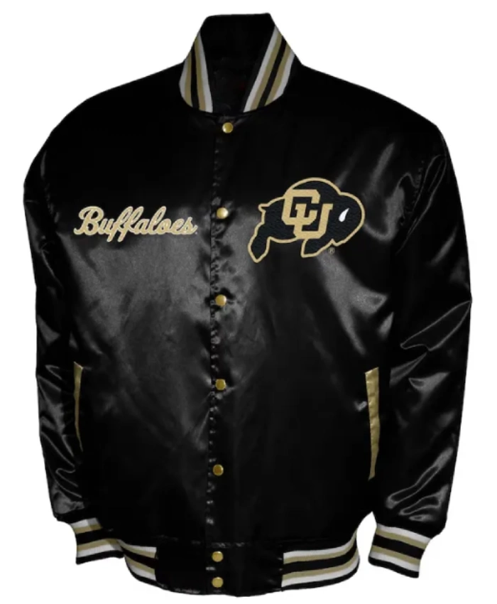 Franchise Club Colorado Buffaloes Black Full Snap Satin Varsity Jacket