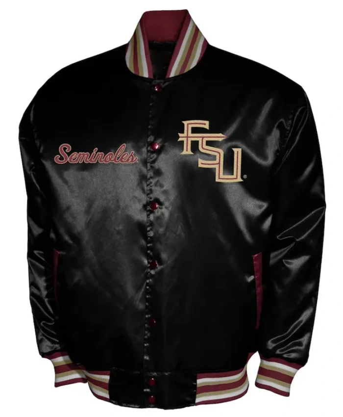 Franchise Club Florida State Seminoles Full Snap Satin Black Jacket