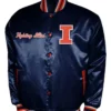 Franchise Club Illinois Fighting Illini Navy Full Snap Varsity Satin Jacket