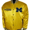 Franchise Club Michigan Wolverines Full Snap Gold Satin Varsity Jacket