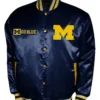 Franchise Club Michigan Wolverines Full Snap Satin Navy Varsity Jacket