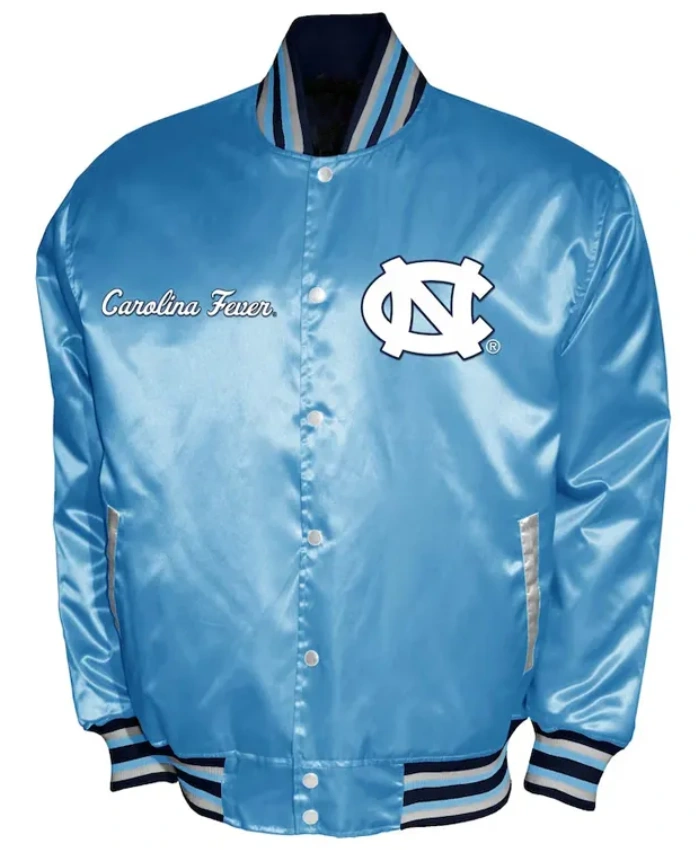Franchise Club North Carolina Tar Heels Blue Full Snap Satin Varsity Jacket