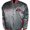 Franchise Club Ohio State Buckeyes Full Snap Grey Satin Varsity Jacket