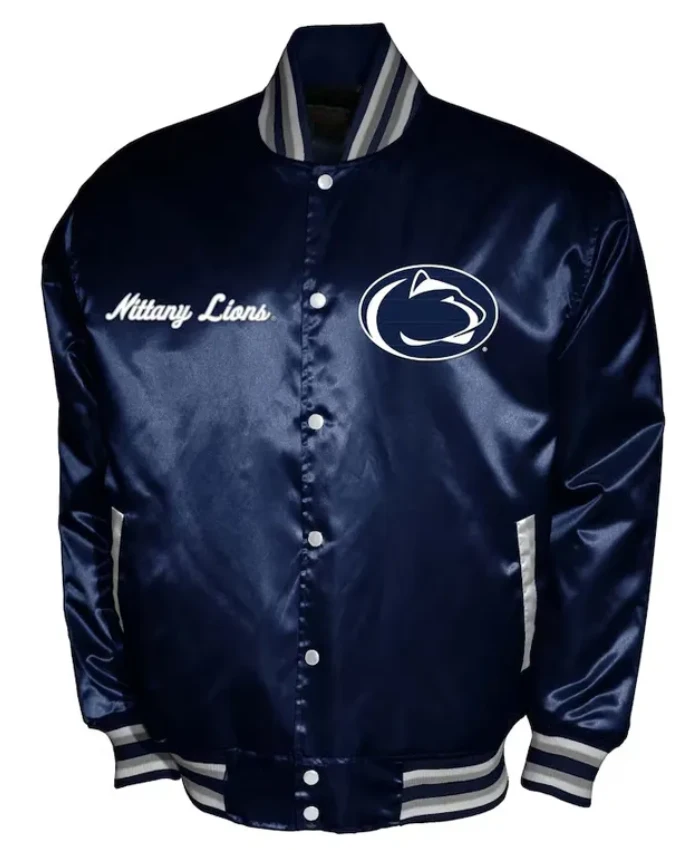 Franchise Club Penn State Nittany Lions Full Snap Blue Varsity Satin Jacket