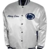 Franchise Club Penn State Nittany Lions Full Snap White Varsity Satin Jacket