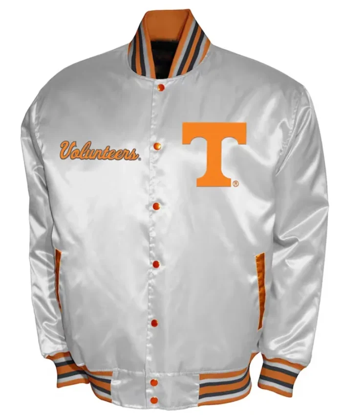 Franchise Club Tennessee Volunteers Full Snap White Varsity Satin Jacket