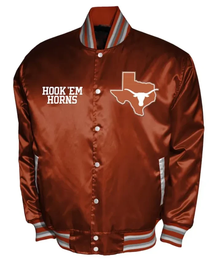 Franchise Club Texas Longhorns Satin Full Snap Brown Varsity Jacket