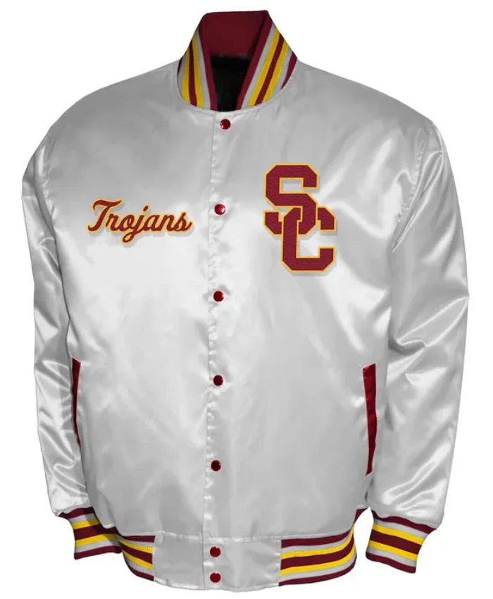 Franchise Club USC Trojans Full Snap Satin Varsity Jacket