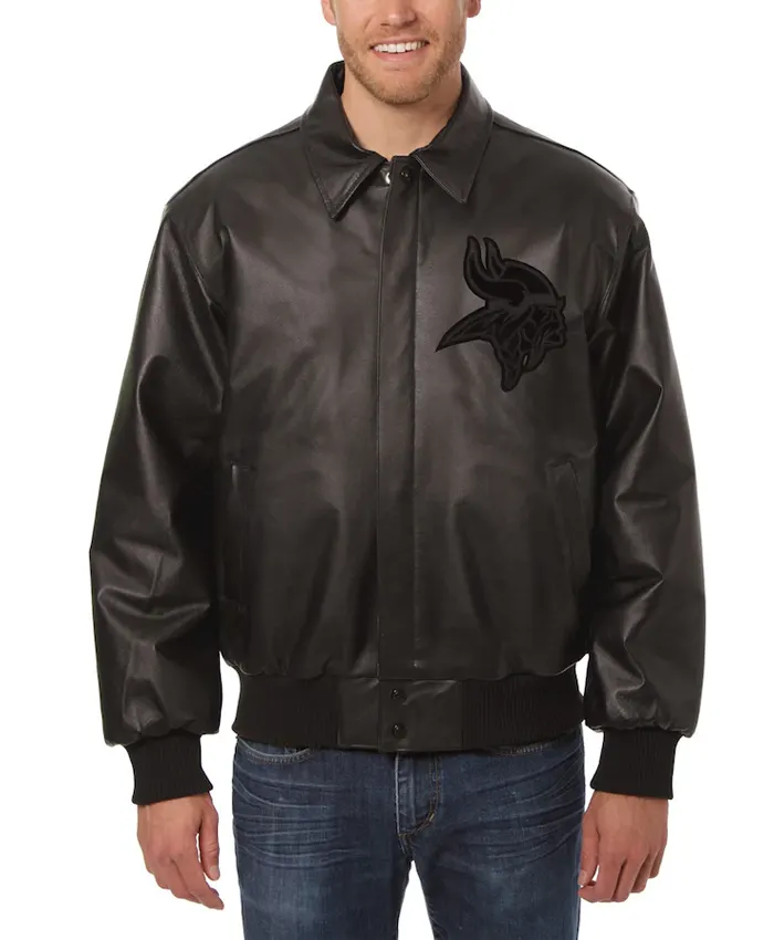 Francisco Minnesota Vikings Black Leather Jacket