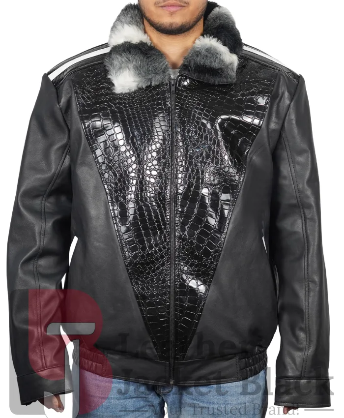 Frank Sheepskin Black Jacket With Chinchilla Collar - Image 3