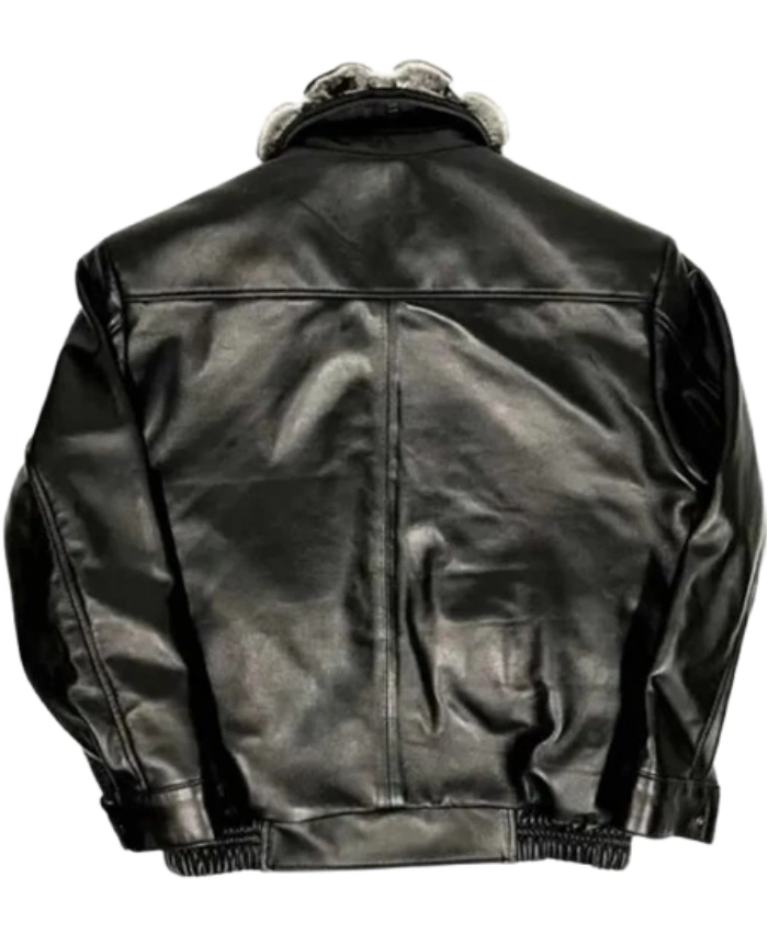 Frank Sheepskin Black Jacket With Chinchilla Collar - Image 2