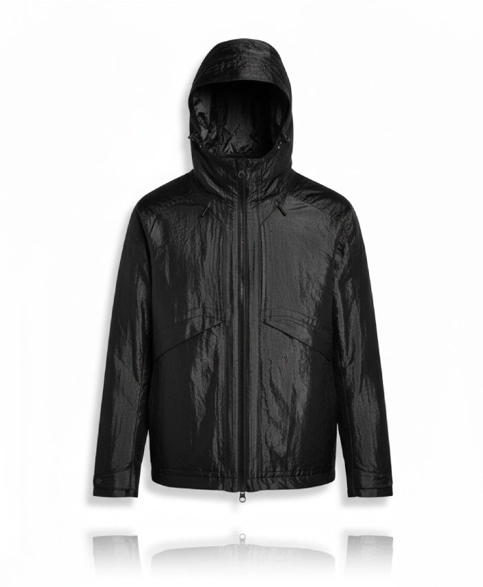 Full Metal Copper Zip Up Black Hooded Jacket For Sale