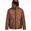 Full Metal Copper Zip Up Brown Hooded Jacket For Sale