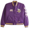 Full Snap Minnesota Vikings Varsity Bomber Purple Satin Jacket