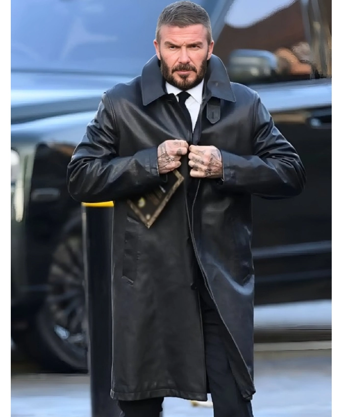 David Beckham Funeral Of Gary Mounfield Leather Coat