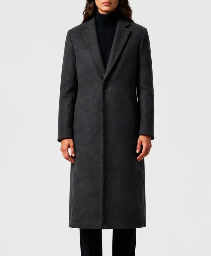 Furious 2026 Emmy Rossum Charcoal Grey Wool Coat Womens