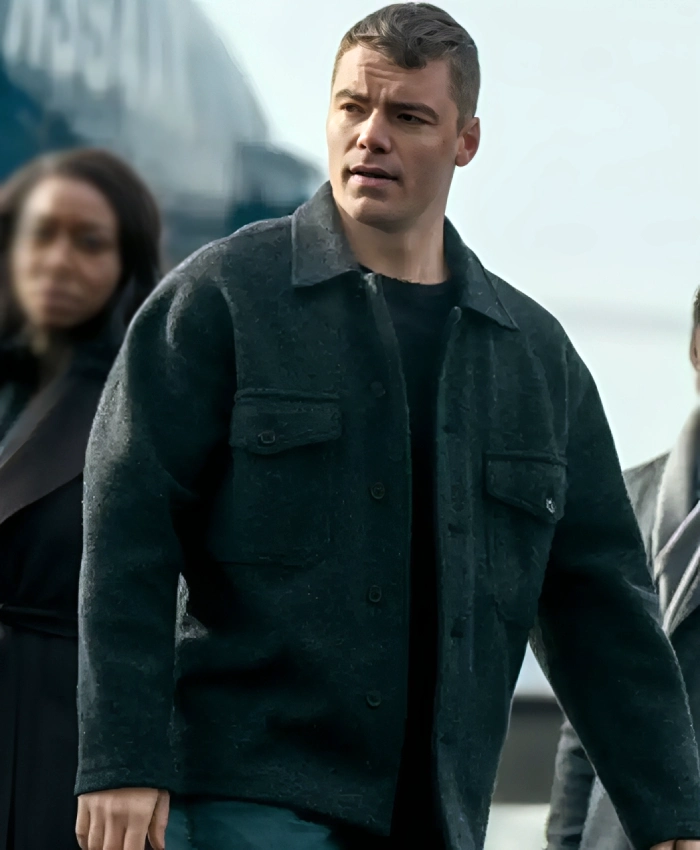 Gabriel Basso TV Series The Night Agent S03 Peter Sutherland Grey Wool Jacket
